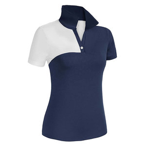 Polo en piqué blanc pour femme, manches courtes, couleur unie, style décontracté, coupe classique, col et poignets à bordure noire - Product Image 5