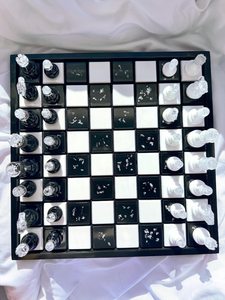 Juego de Ajedrez de Resina Negra y Blanca Hecho a Mano de Lujo, Decoración para el <span class=keywords><strong>Hogar</strong></span>, Regalo de Jubilación, Graduación, Estilo Art <span class=keywords><strong>Deco</strong></span> - Product Image 2