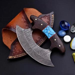 Couteau à pizza viking artisanal personnalisé avec lame en acier à haute teneur en carbone et manche en bois, étui en cuir fin pour cadeaux de cuisine - Product Image 6