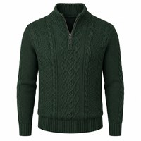 Pull en laine à col montant pour homme, best-seller, fermeture éclair, tricot épais, couleur unie, décontracté, pour l'hiver