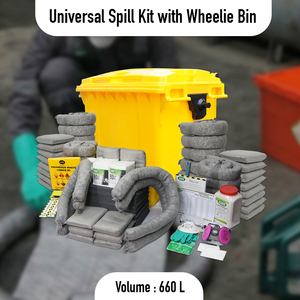 Industrial Universal Spill Kit 660L with Wheelie <b>Bin</b> <b>Large</b> Capacity Spill Containment Kit Industrial Factory Warehouse Safety - Product Image 2