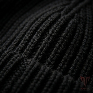 VANEK INTERNATIONAL Bonnet en tricot noir unisexe, couleur unie, style décontracté, 100% acrylique, bonnet d'hiver, 56-58 cm, adulte, broderie 3D - Product Image 3