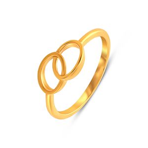 Anillo Abierto de Doble Círculo en Tono Dorado de Lujo para Mujer, Anillo de Dedo Geométrico Moderno, Joyería para Uso Diario - Product Image 1