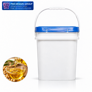 Cubo de Plástico Cuadrado de 15L de Grado Alimenticio con Tapa y Asa para Envasado de Aceite Comestible - Product Image 1