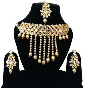 Gargantilla Clásica India para Mujer, para Boda, Compromiso, Aniversario, Fiesta, Verde, Tradicional, con Cristales, Kundan, Perlas de Imitación, Aleación Dorada, Regalo - Product Image 1