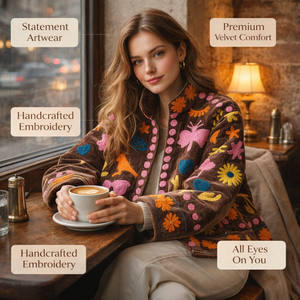 Veste bomber brodée à la main pour femmes, motif cœur et oiseau, col montant, doublure en coton - Product Image 6