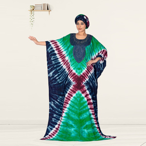 Kaftan Farasha en rayonne, élégant, pour l'Aïd, à motif uni, col rond, manches larges, silhouette longue maxi - Product Image 3