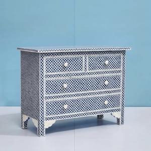 Cajón con Incrustaciones de Hueso de ILAHI, Diseño Moderno con Detalles de Ágata, Mueble Portátil para el Hogar - Product Image 1