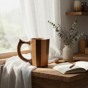 <b>Large</b> Capacity Wooden Mug Handmade Rustic Wood <b>Cup</b> for Beer Hot Drinks Office and Home Use Hot Selling - Product Image 4