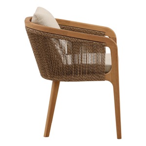 Premium Solid Teak Wood Dining Chair with Handwoven Rattan <b>Backrest</b>, Ergonomic Armchair for Hotel, Cafe and Home Furniture - Product Image 3