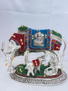 Statue de veau en aluminium avec finition en pierre complexe, art populaire, décoration intérieure religieuse, artisanat métallique, cadeau - Product Image 5