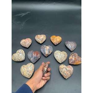 Petite pierre de jaspe batik polie en forme de cœur, pierre semi-précieuse naturelle, artisanat pour la guérison et les cadeaux - Product Image 5