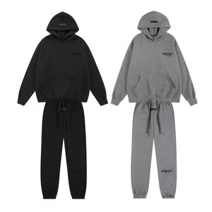 Ensemble de survêtement unisexe 3 pièces écologique 80% coton coupe ample à capuche hiver noir et rouge veste t-shirt pantalon de jogging athlétique - Product Image 3
