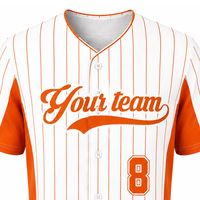 Maillot de baseball personnalisé orange et blanc pour homme, chemise d'équipe à boutons, uniforme athlétique léger, respirant et anti-humidité