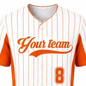 Orange White Baseball Jersey for Men Pinstripe Button Front Team Shirt Lightweight <b>Athletic</b> Uniform Breathable Baseball Sport - Product Image 4