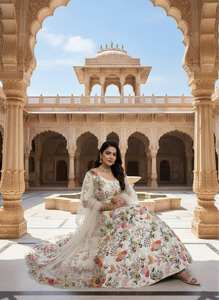 LAHENGA CHOLI DUPATTA MASTI VINTAGE, Traje de Fiesta Largo con Bordado - Product Image 4