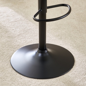 Tabouret de bar pivotant réglable beige avec siège en cuir PU à motif losanges, base en métal noir, design moderne et contemporain - Product Image 5