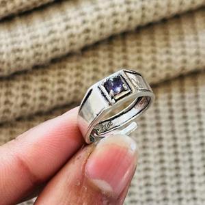 Trendy High Demand Geometric Amethyst Brass <b>Ring</b> <b>Silver</b> Plated <b>Adjustable</b> Tribal Latest <b>Ring</b> Wholesale <b>Ring</b> For Men's - Product Image 4