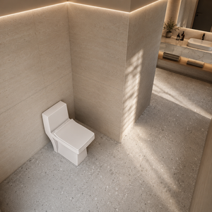WC monobloc en céramique, cuvette allongée, siphon en S, double chasse, design à poser au sol, en grès cérame, pour salle de bain, 630x360x700mm - Product Image 4