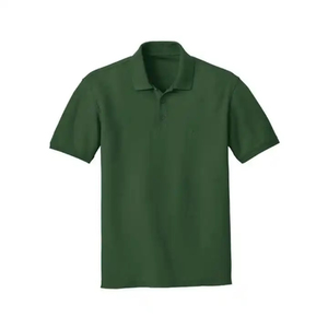 เสื้อโปโลสีเขียวเข้มสำหรับผู้ชาย ผ้าคอตตอนปิเก้ แขนสั้น สีเขียวป่า  แบบเรียบ  สำหรับชุดยูนิฟอร์มกอล์ฟ  รับสกรีนโลโก้ ขายส่ง - Product Image 1