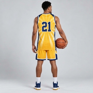 Conjunto de Uniforme de Baloncesto Deportivo Premium, Transpirable, Ligero, de Tela de Poliéster, Ajuste Atlético Cómodo, Jersey y Pantalones Cortos - Product Image 2