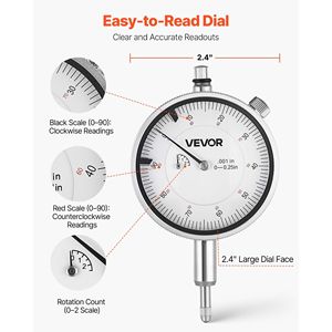 Juego de indicadores de diámetro de orificios con dial para medición, precisión de 0.001 pulgadas, rango de orificios de 2-6 pulgadas, con almacenamiento de varillas - Product Image 4