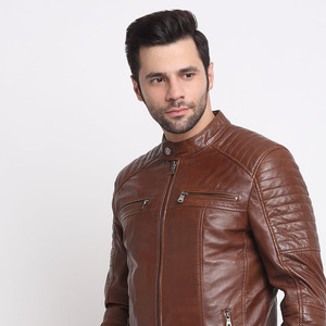 Wholesale New Innovations <b>Men</b> Puffer <b>Jacket</b> 2026 High Quality Leather Stand Collar Autumn Zipper Closure Direct Sales - Product Image 4
