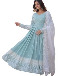 El último diseñador Faux Georgette Sequence Work Anarkali Gown de Fab Zone - Product Image 1