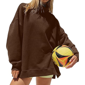 Sweat-shirt à col montant pour femme, décontracté, 100% coton molletonné, surdimensionné, écologique, séchage rapide, 380g, manches longues, hiver, automne - Product Image 1