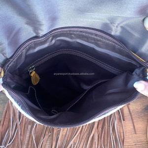 กระเป๋าถือหนังขนวัวแท้สำหรับผู้หญิง, คอลเลคชั่นใหม่กระเป๋าขอบกระเป๋าถือโบฮีเมียนแกะสลักกระเป๋าขายดี - Product Image 6