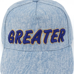 หมวกเบสบอลปักลาย GREATER สีฟ้าอ่อน ผ้ายีนส์ฟอกสี ขอบโค้ง ปรับขนาดได้ หมวกกีฬาลำลองสำหรับผู้หญิง ใส่ได้ทั้งในและนอกบ้าน - Product Image 3