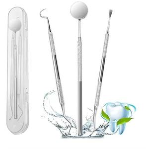 Kit d'Instruments Dentaires en Acier Inoxydable pour Soins Dentaires, Miroir Buccal, Pince, Outils d'Hygiène Dentaire, Ensemble de 6 Pièces Manuel - Product Image 1