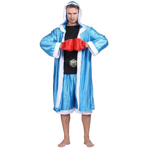 Disfraz de Boxeador para Hombre Adulto, Talla Única, Color Azul, Bata de Campeón de Boxeo para Fiestas y Eventos Temáticos - Product Image 5