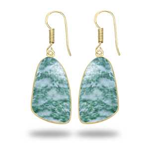 Pendientes de Alta Calidad con Engaste Grande, Ágata Natural en Forma de Árbol, Diseño de Moda con Baño de Oro de 18K - Product Image 5