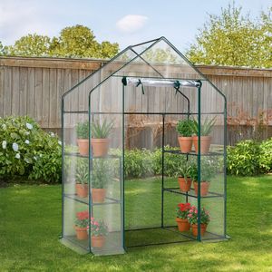 Mini serra da giardino a 4 ripiani per interni/esterni con copertura in PVC, 142 x 74 x 196 cm, per giardinaggio in giardino - Product Image 4