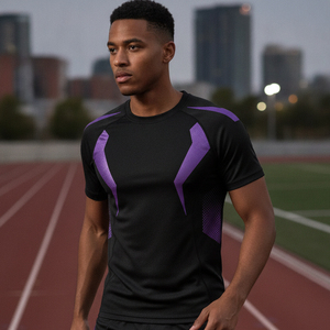 Ensemble de survêtement de sport en spandex de haute qualité, compression, fabrication OEM directe, vêtements de sport ajustés pour la course et la musculation - Product Image 5