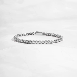 Bracelet VVS délicat en or véritable 14K 18K avec diamants de laboratoire ronds de 2,50 mm, fermoir boîte, monture coussin, bracelet tennis, fermoir coulissant, cadeau pour elle - Product Image 2