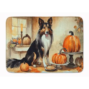 Collie Fall Tapis de cuisine Lavable en machine Coussin anti-fatigue Tapis de bain confort avec citrouilles Tapis de cuisine en mousse à mémoire de forme - Product Image 1