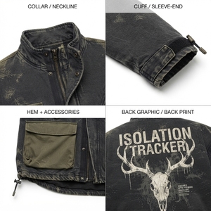 OEM Heavyweight 450GSM Canvas Boxy Hunting <b>Jacket</b> <b>Gothic</b> Gorpcore Men's Distressed Vintage Winter Outerwear Water-Resistant - Product Image 4