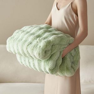 Luxury Faux Rabbit Fur <b>Throw</b> <b>Blanket</b> Double Sided <b>Thick</b> Plush Fleece <b>Blanket</b> Soft Polyester Sofa Office Nap <b>Blanket</b> OEM ODM - Product Image 6
