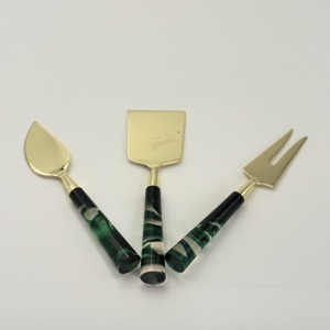 Stainless Steel Gold Finished With Handmade Black Resin Handle <b>Cheese</b> Tools <b>set</b> Decorative <b>Cheese</b> <b>Set</b> - Product Image 5
