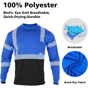 Customized High Quality Breathable Fabric Quick Dry Safety Reflective Tshirt Customized Logo Contrast Color Design Safety Tshirt - Product Image 3