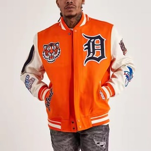 Chaqueta Varsity de Lana con Cuello Alto y Logotipo Personalizado, Ecológica, Transpirable, Resistente al Viento, de Dos Tonos, para Hombre, con Botones, Estilo Béisbol, Otoño, Venta al Por Mayor - Product Image 5