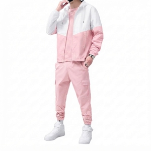 Ensemble de survêtement coupe-vent à capuche pour homme, color block, respirant, streetwear, design 2-en-1, léger, veste et pantalon de jogging personnalisés - Product Image 5