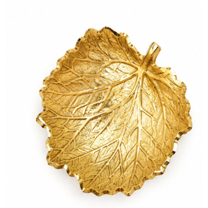 Vente en gros de bol décoratif de luxe en feuille d'or, plateau à bonbons et bibelots en métal texturé en forme de feuille pour centre de table de salon - Product Image 4