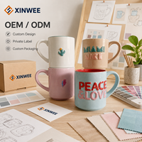 Mug à café en céramique avec logo personnalisé, intérieur coloré, poignée, boîte cadeau, marque privée, mug en céramique OEM ODM, fournisseur en gros pour la vente au détail