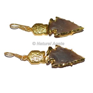 Supplier of <b>Crystal</b> Quartz Electroplated Arrowheads With Attached Golden Fish Fashionable Earrings - Product Image 5