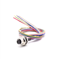 Arnés de cableado automotriz de 8 pines, código A, M12, cobre estañado, relación de contracción 3:1, montaje en panel