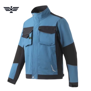 Veste de travail haute visibilité pour homme, bleu noir, polyester respirant, coupe-vent, vêtement d'extérieur, type uniforme, impression sérigraphique tendance - Product Image 3