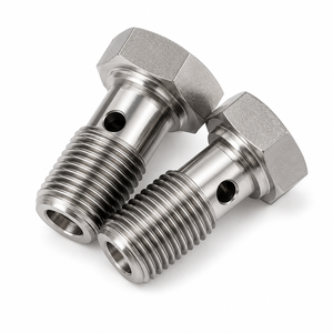 Tuyau de frein hydraulique en PTFE tressé en acier inoxydable de 10 mm 3/8-24, boulon banjo simple en acier au carbone forgé, écrou banjo double creux - Product Image 1